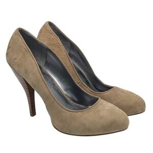 Nine West Tan Textured Pumps Women Heel Shoes Size Unknown